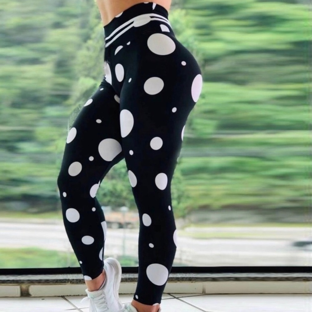 High Waist Leggings Polka Dots Black & White BNWT